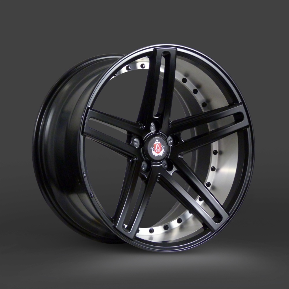 NEW 20  AXE EX20 ALLOY WHEELS IN SATIN BLACK WITH BRUSHED BARREL WITH DEEPER CONCAVE 10  REARS